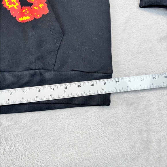 Denim Tear Black Hoodie with Red and Orange Fire Pattern - Picture 6 of 9